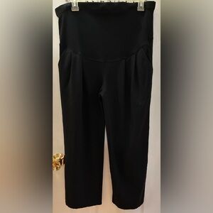 Black Maternity Cropped Pleated Pants